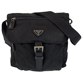 Prada-Prada Nylon Tessuto Triangle Logo Shoulder Bag-Black