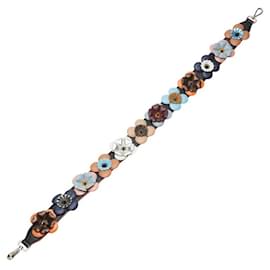 Fendi-Fendi Leather Flower Shoulder Strap-Black