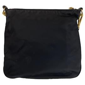 Prada-Prada Nylon Leather Tessuto Triangle Logo Shoulder Bag-Black