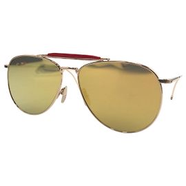Thom Browne Metal Teardrop Sunglasses TB 015 LTD Golden