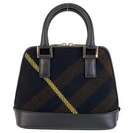 Burberry Wool/Leather Handbag 411120 Black