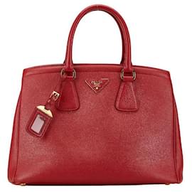 Prada-Prada Saffiano Logo Plate Handbag BN2402-Red