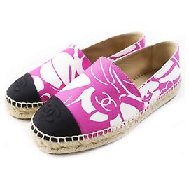 Chanel COCO Mark Espadrilles aus Jute-Leinen 36 Lila