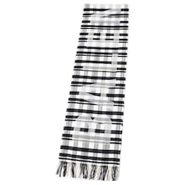 Balenciaga-Balenciaga Wool Logo Check Scarf with Fringe-Other