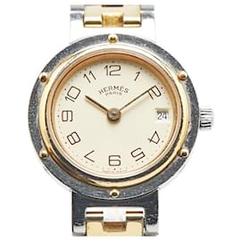 Hermès-Hermes Clipper Stainless Steel-Beige