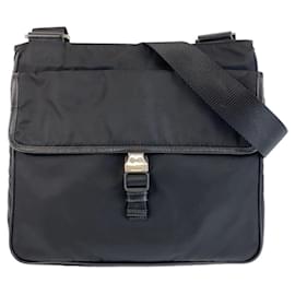 Prada-Prada Nylon Tessuto Triangle Logo Shoulder Bag-Black