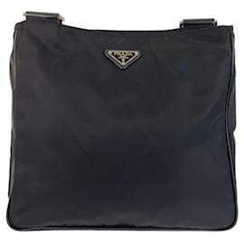 Prada-Prada Nylon Tessuto Triangle Logo Shoulder Bag-Black