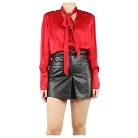 Escada Camicia in seta rossa con cravatta - taglia UK 12 Rosso