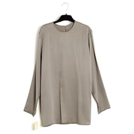 Hermès-Hermès by Martin Margiela Top FR38 Grey Silk Twill Blouse NWT UK10 US8 Hermes-Grey