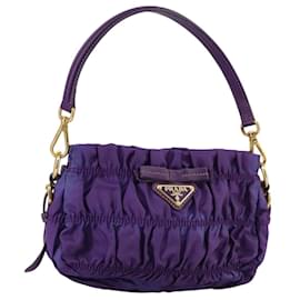 Prada-PRADA Accessory Pouch Nylon Purple Gold Auth 106340-Golden,Purple