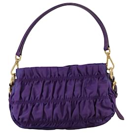 Prada-PRADA Accessory Pouch Nylon Purple Gold Auth 106340-Golden,Purple