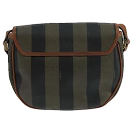 Fendi-Sac à épaule en toile Pecan FENDI marron noir Auth 104665-Marron,Noir