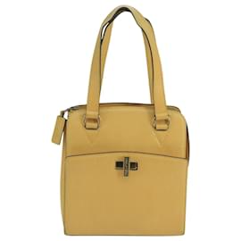Céline-CELINE Hand Bag Leather Yellow Gold Auth 104024-Golden,Yellow