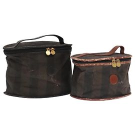 Pochette de vanité en toile Pecan FENDI 2Set Noir Marron Auth bs20764 Marron Noir
