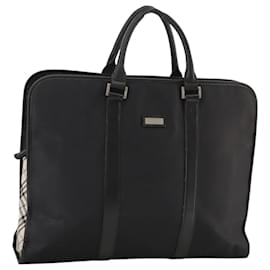 Burberry-BURBERRY Black label Business Bag Nylon Black Silver Auth bs20736-Black,Silvery