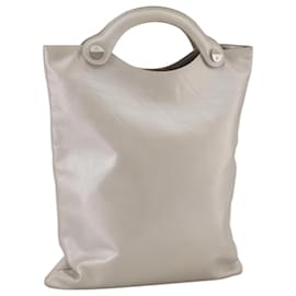 Chanel-CHANEL Matelasse Hand Bag Leather Silver Light Gray Pearl CC Auth bs20615-Silvery,Other