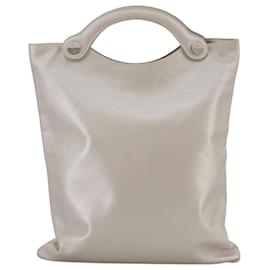 Chanel-CHANEL Matelasse Hand Bag Leather Silver Light Gray Pearl CC Auth bs20615-Silvery,Other