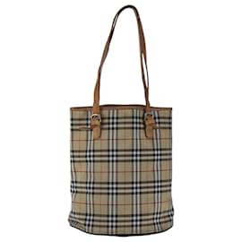 Autre Marque-Burberrys Nova Check Shoulder Bag Nylon Leather Beige Silver Auth 105301-Silvery,Beige