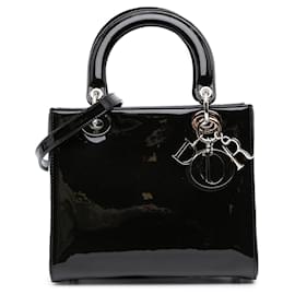 Dior-Black Dior Medium Patent Lady Dior Satchel-Black