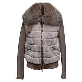 Autre Marque Grey Natacha & Vanessa Rabbit Fur & Fox Fox Zip Jacket Size FR 38 Grey