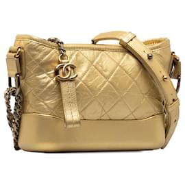 Chanel-Gold Chanel Small Metallic Lambskin Gabrielle Crossbody-Golden