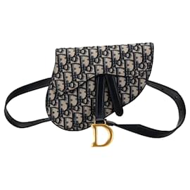 Dior-Blue Dior Oblique Canvas Saddle Belt Bag-Blue