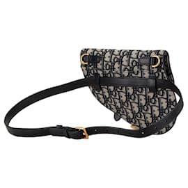 Dior-Blue Dior Oblique Canvas Saddle Belt Bag-Blue