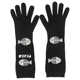 Prada-PRADA Gloves T.International L Wool-Black