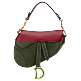 Dior-Red Dior Mini Leather Saddle Shoulder Bag-Red