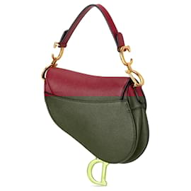 Dior-Red Dior Mini Leather Saddle Shoulder Bag-Red