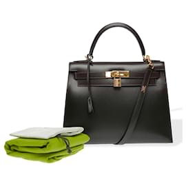 Hermès-HERMES Kelly 28 Bag in Brown Leather - 102274-Brown