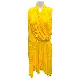 Robe drapée sans manches jaune vif Balmain Jaune