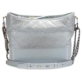 Chanel-Gray Chanel Medium Gabrielle Leather Shoulder Bag-Other