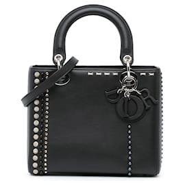 Dior-Black Dior Medium Studded Calfskin Lady Dior Satchel-Black