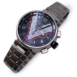 Louis Vuitton Orologio cronografo automatico Tambour Damier Cobalt Argento