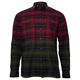 Valentino Garavani-Chemise en flanelle à carreaux Valentino Garavani Rockstud en coton rouge et noir-Multicolore