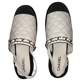 Chanel Lambskin Flats Black White Black White