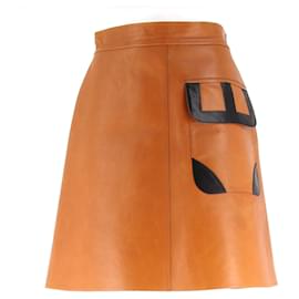 Louis Vuitton-LOUIS VUITTON Skirts T.FR 38 Leather-Orange