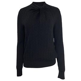 Suéter de cuello torcido Erdem Rae en algodón negro Negro