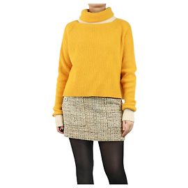 Sportmax Gelber Rollkragen-Rippstrickpullover - Größe UK 8 Gelb