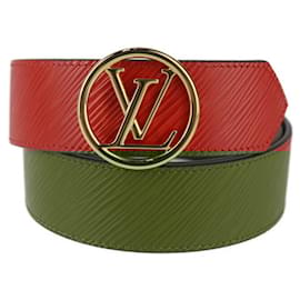 Louis Vuitton-Ceinture réversible LV Circle Santur de Louis Vuitton-Marron,Rouge,Monogramme