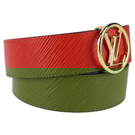 Louis Vuitton-Louis Vuitton Santur LV Circle Reversible Belt-Brown,Red,Monogram