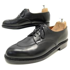 JM Weston-JM WESTON DEMI CHASSE 598 8D 42 BLACK LEATHER DERBY SHOES-Black