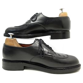 JM Weston-JM WESTON DEMI CHASSE 598 8D 42 BLACK LEATHER DERBY SHOES-Black