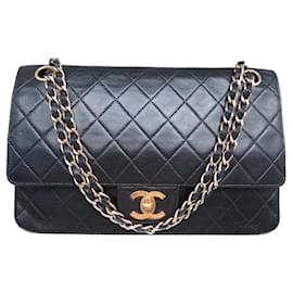 Chanel-VINTAGE CHANEL TIMELESS CLASSIC MEDIUM QUILTED LEATHER BAG-Black