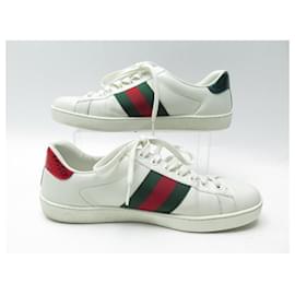 Gucci-GUCCI ACE EMBROIDERED SNAKES SNEAKERS 456230 7 41 LEATHER SHOES-White