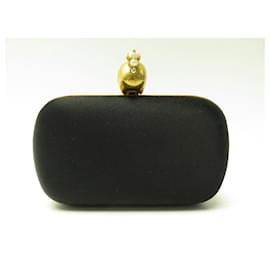 Alexander Mcqueen-NINE ALEXANDER MC QUEEN SKULL CLUTCH MINAUDIERE 324211 HAND BAG-Black