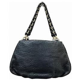 Fendi-Fendi Leather Chain Handbag 8BR615-Black
