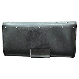 Fendi-Fendi Leather Studded Chain Wallet 8M0365-Black
