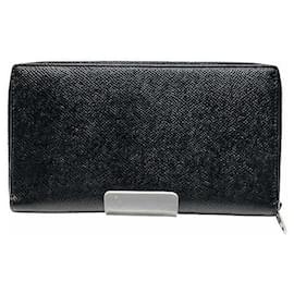 Balenciaga-Balenciaga Leather Zip-Around Wallet 674763-Black